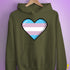 Transgender Pride 8-Bit Pixel Heart Hoodie - Army